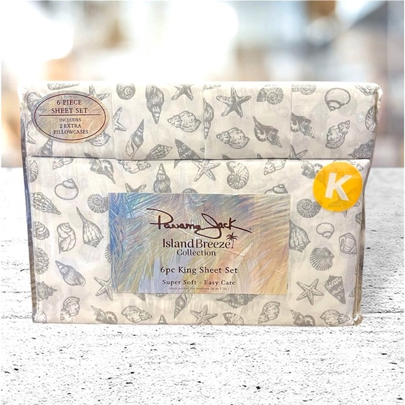 NIP Panama Jack Island Breeze Collection 6 PC Sheet KING Seashell Themed Set - Picture 1 of 5